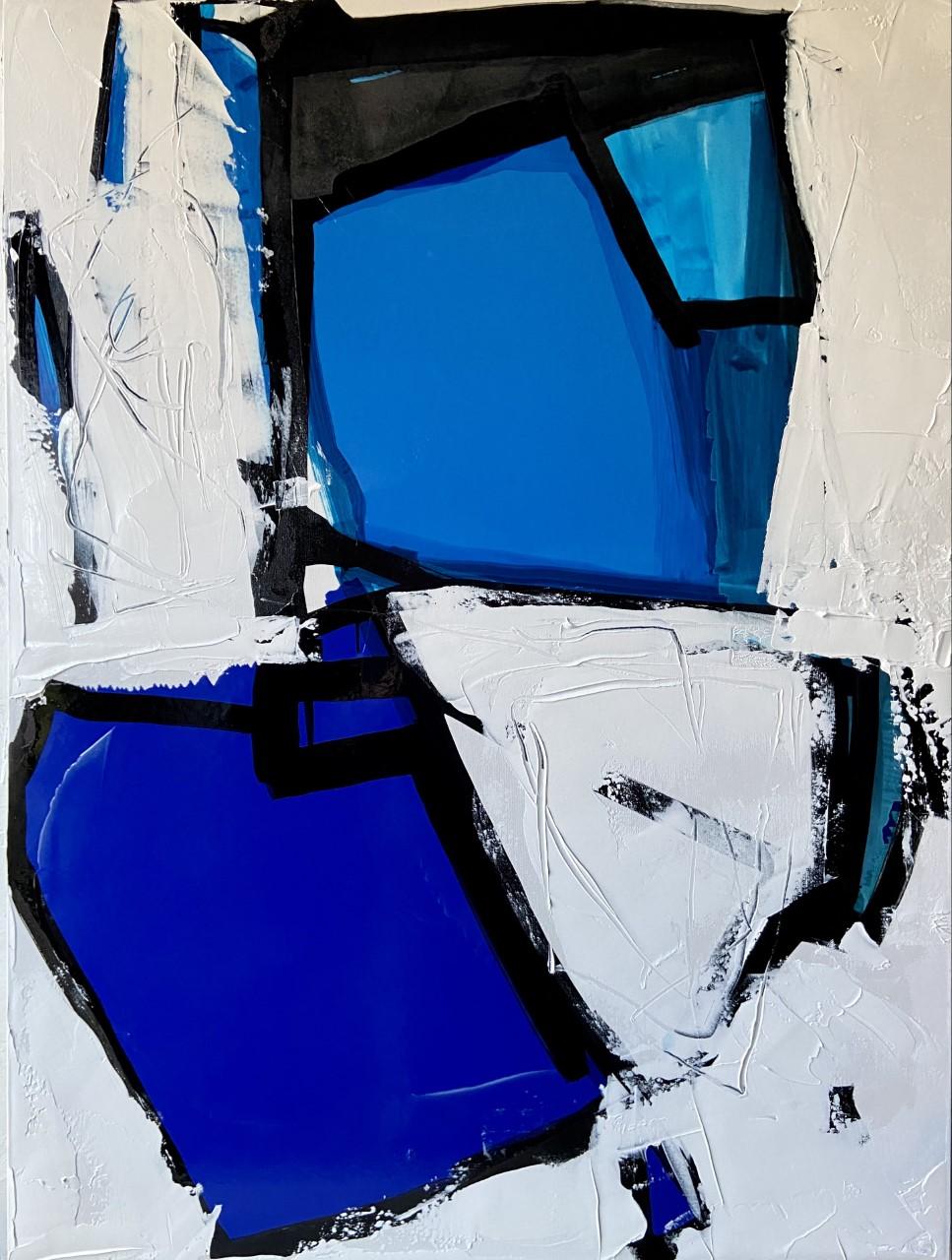 Jerzy Kubina Abstract Painting - Blue Window