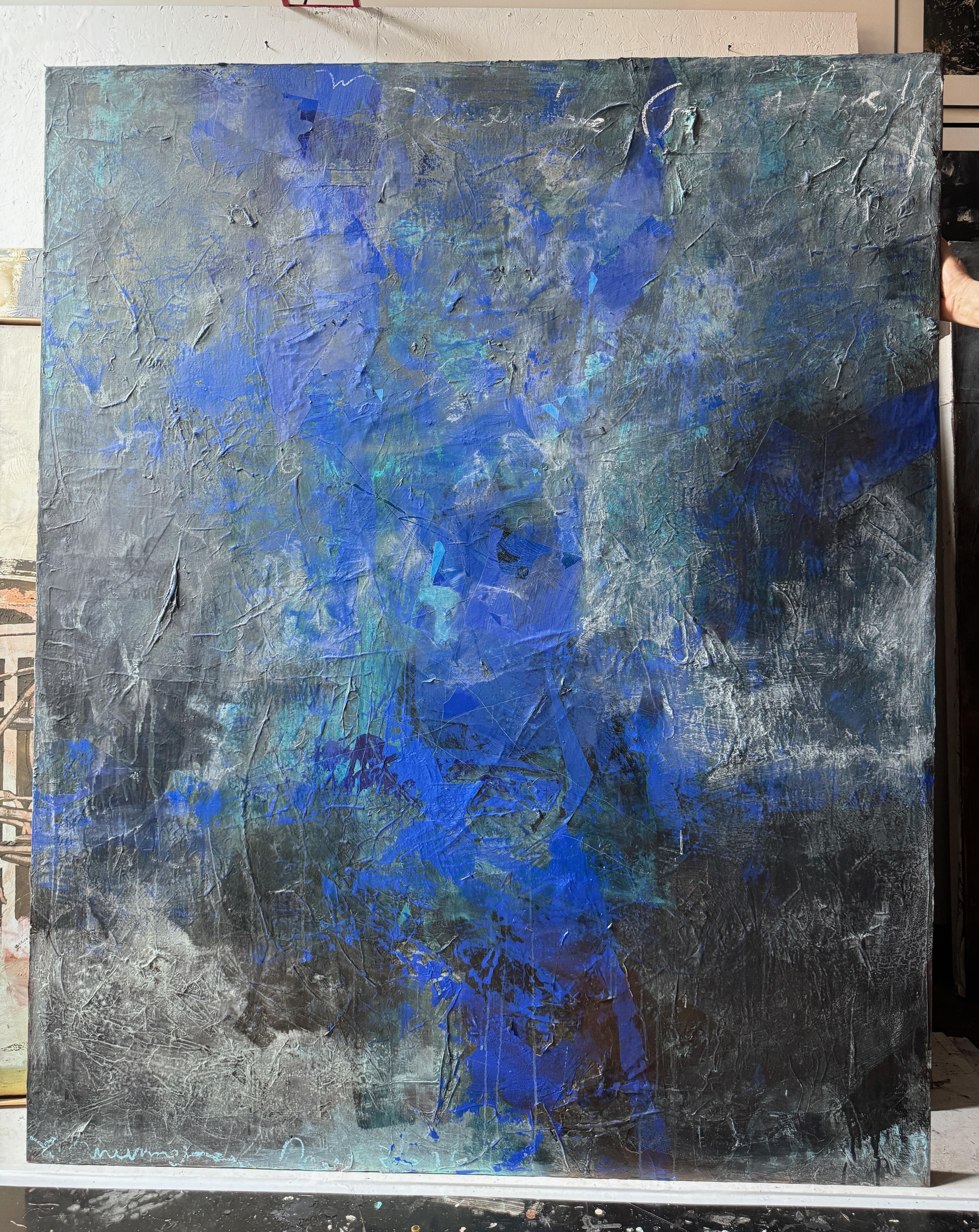 Conversation With Ultramarine Abstract Expressionist  For Sale 4