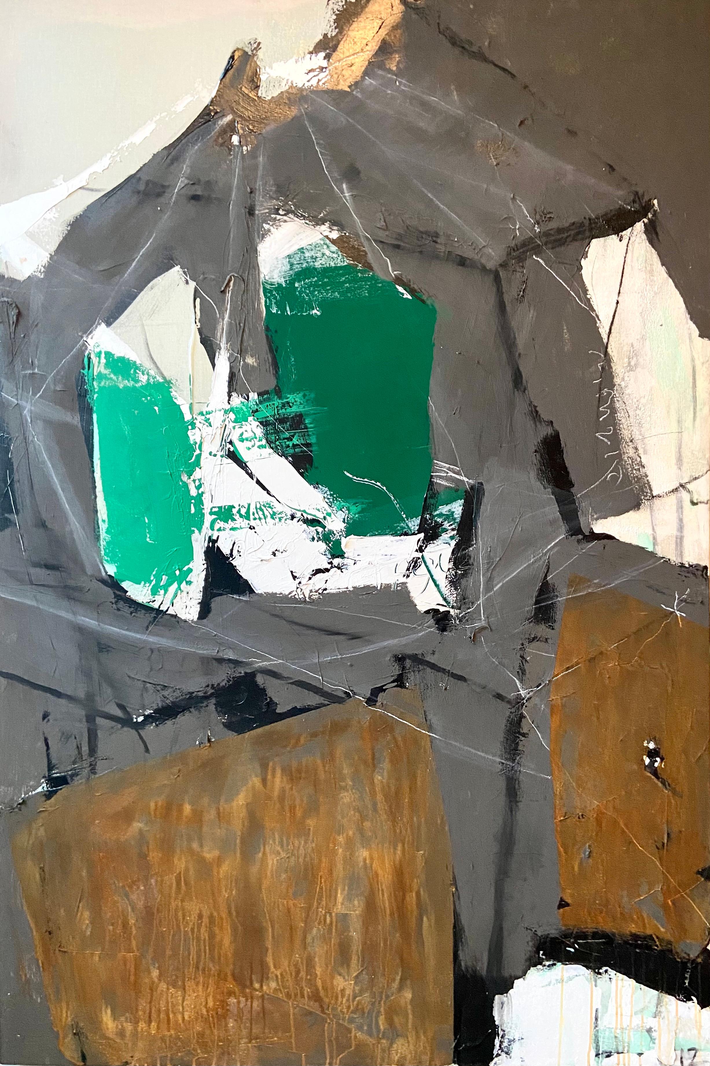 Jerzy Kubina Abstract Painting - Green Window