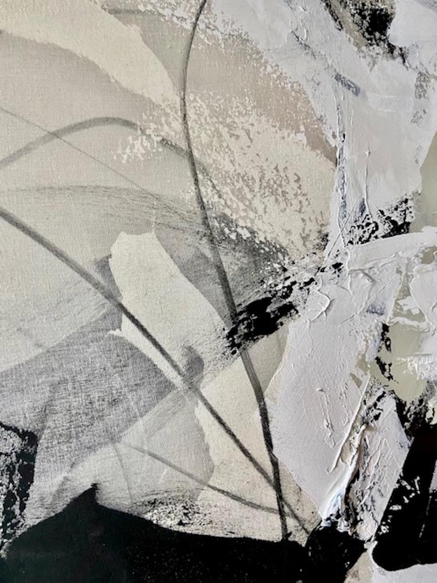 Impact Gray White Abstract Expressionist On Canvas - Painting by Jerzy Kubina