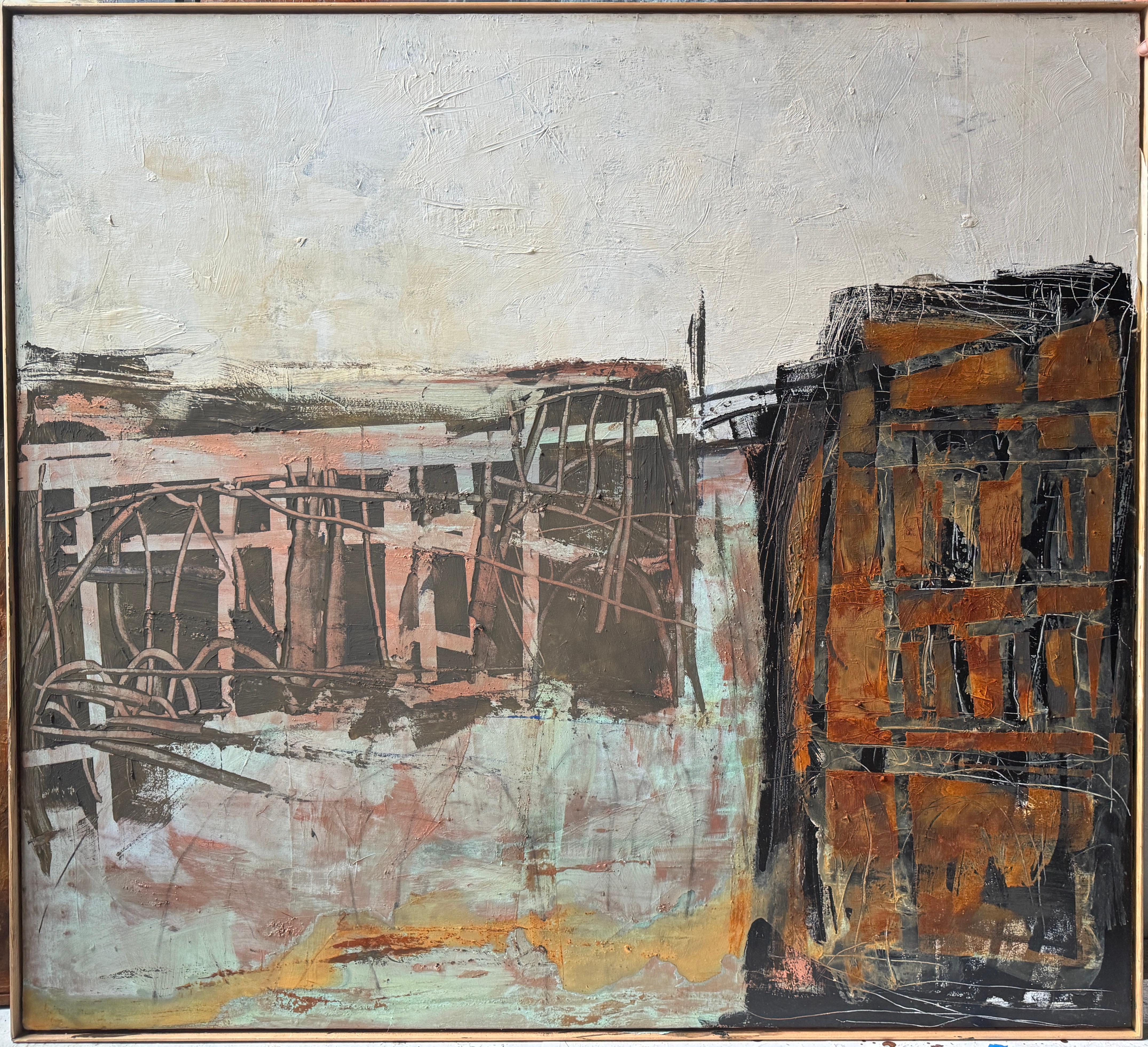 Jerzy Kubina Abstract Painting - Industrial Landscape
