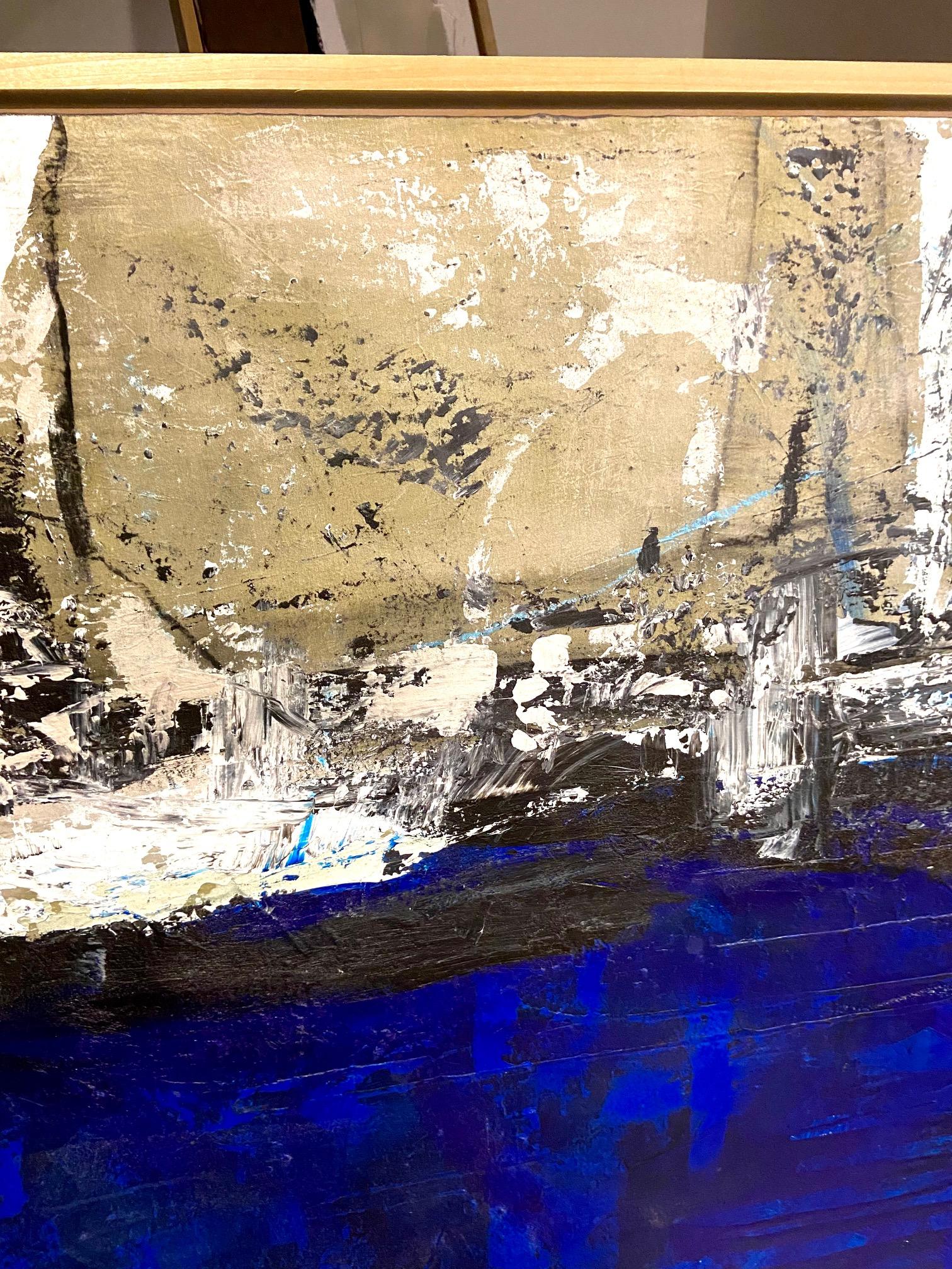 Ozean,
 Large Blue Abstract Expressionist Künstler signiert und betitelt.
Jerzy Kubina Polnischer/amerikanischer Künstler: Jerzy Kubina wurde 1956 in Zamosc, Polen, geboren. Studium an der Akademie der Bildenden Künste in Krakau 1981/1986 im