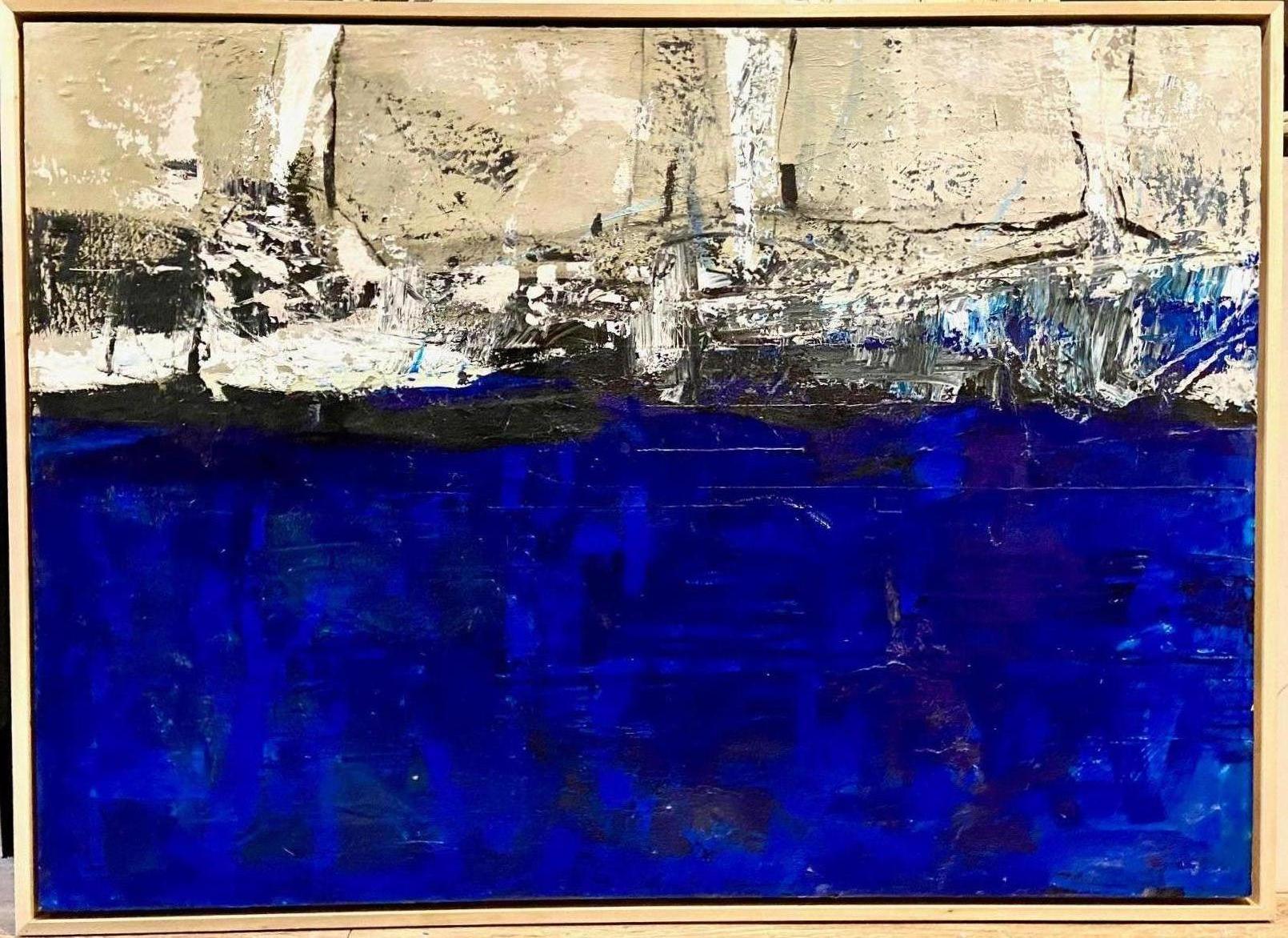 Ocean Large Blue Abstract Expressionist  - Painting by Jerzy Kubina