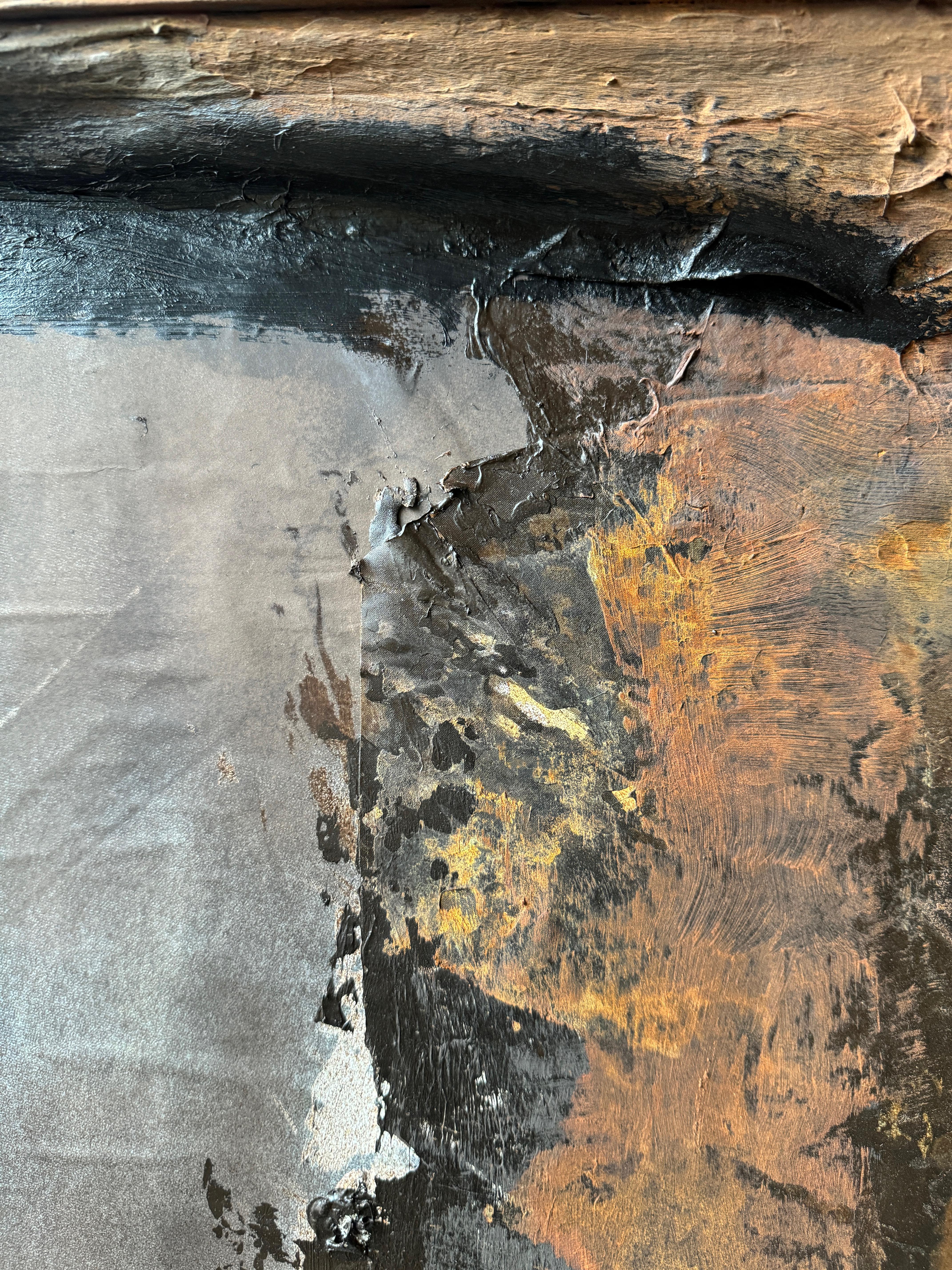 The Wall Large Contemporary Abstract - Brown Abstract Painting by Jerzy Kubina