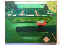 The Green Garden  - Modern Landscape Oil Painting, Nature, English Garden