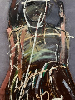 A sitter. Contemporary oil on canvas painting Figurative, Impasto, Polish artist