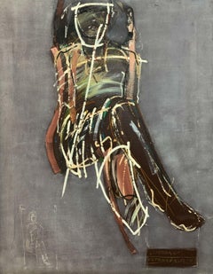 Retro A sitter. Contemporary oil on canvas painting Figurative, Impasto, Polish artist