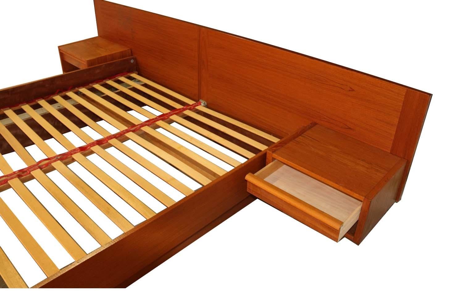 Mid-20th Century Jesper Danish Modern Teak Queen Platform Bed with Floating Nightstands