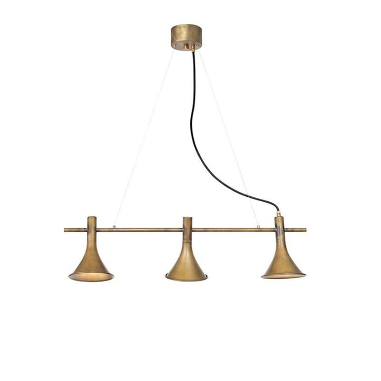 Jesper Ståhl Megafon 3-Raw Brass Ceiling Lamp by Konsthantverk In New Condition For Sale In Barcelona, Barcelona