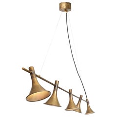 Jesper Ståhl Megafon 5 Raw Brass Ceiling Lamp by Konsthantverk