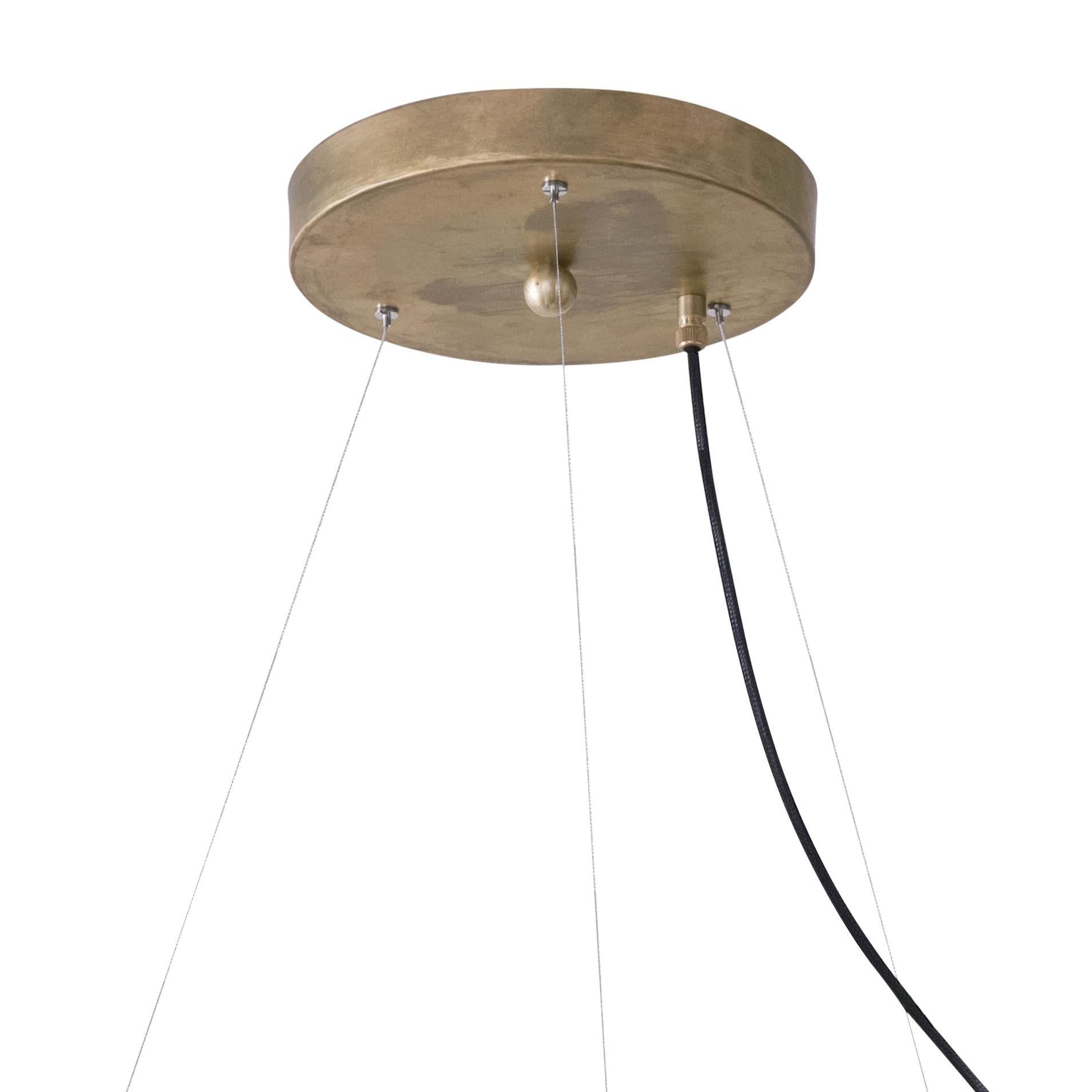 Jesper Ståhl Megafon 9 Round Raw Brass Ceiling Lamp by Konsthantverk In New Condition For Sale In Barcelona, Barcelona