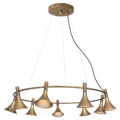 Jesper Ståhl Megafon 9 Round Raw Brass Ceiling Lamp by Konsthantverk