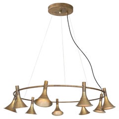 Jesper Ståhl Megafon 9 Round Raw Brass Ceiling Lamp by Konsthantverk