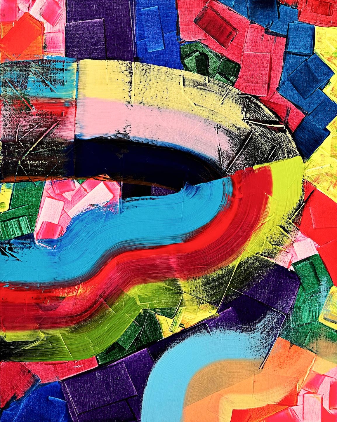 Jesús Núñez Rábano Abstract Painting – Dissociation – kühnes abstraktes geometrisches Acrylgemälde
