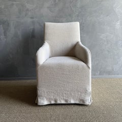 Jess Slip Covered Natural Hemp Dining Chairs Oak Legs or Antique Brass Casters