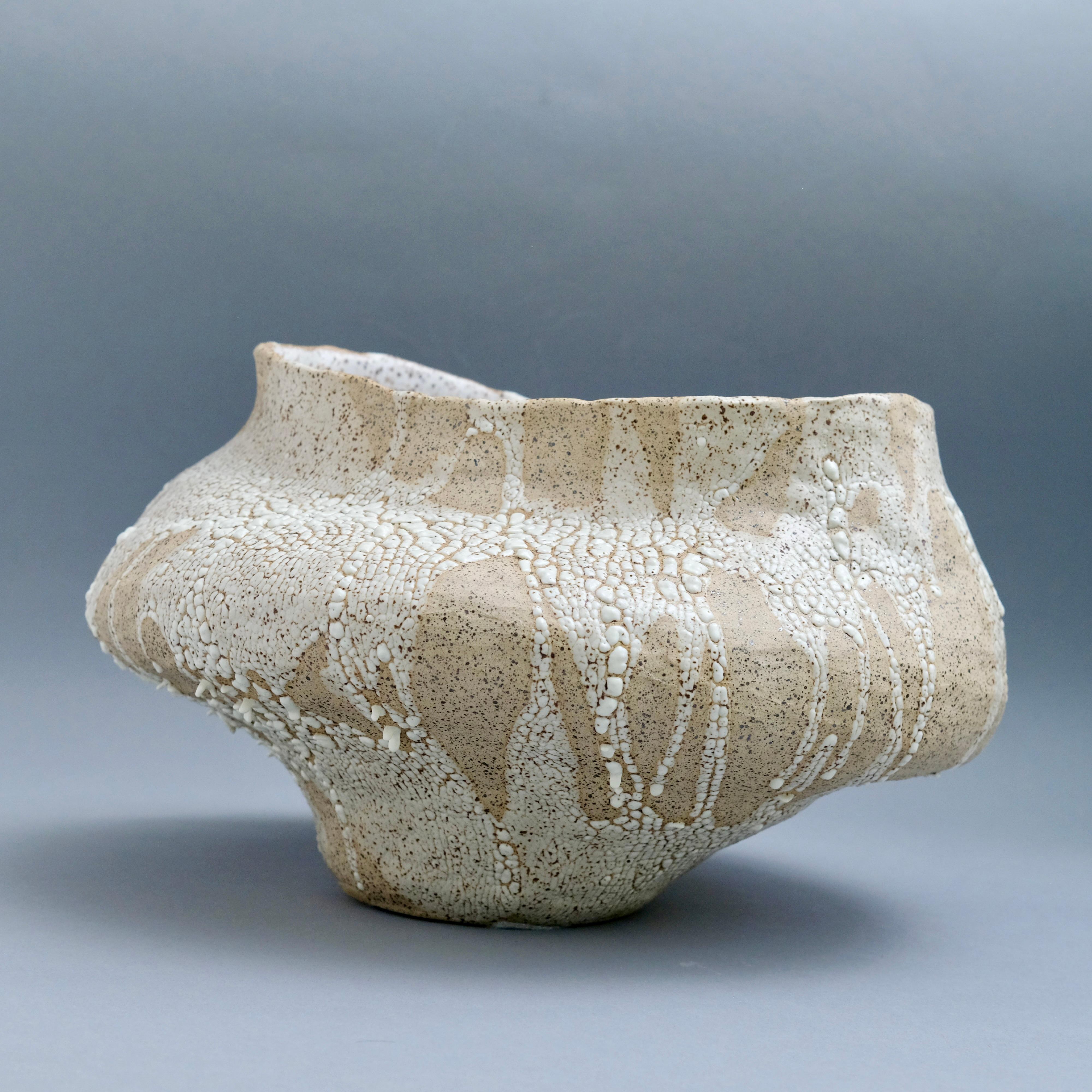 Jessamyn Go Abstract Sculpture - "Ambient Resonance" - Organic hand-built ceramic bowl sculpture