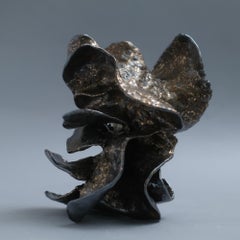 "Flow" Chrome metallic glazed ceramic abstract sculpture