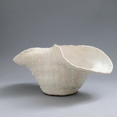 Organic Rhythm IV - White ceramic abstract sculpture