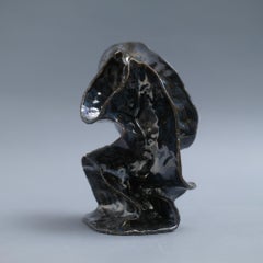 Pulse Point - Sculpture en céramique émaillée métallisée chromée