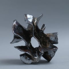 Vibrations - Chrome metallic glazed ceramic sculpture