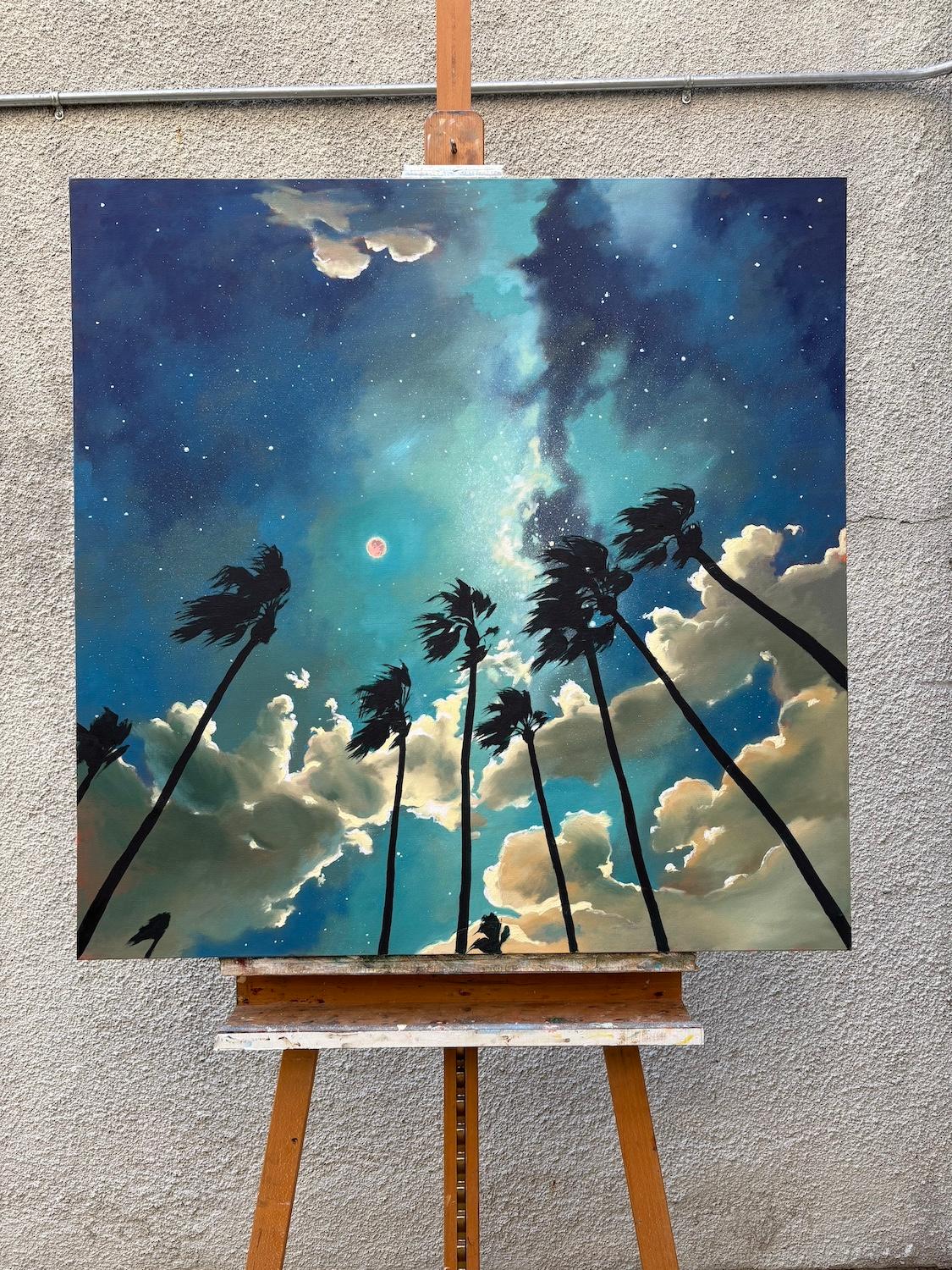 <p>Artist Comments<br>A blood moon glows softly against a brilliant night sky. A row of palm trees in the foreground reaches upward. Pale clouds drift and billow, adding a sense of calm to this moonlit moment suspended in time.</p><br/><p>About the