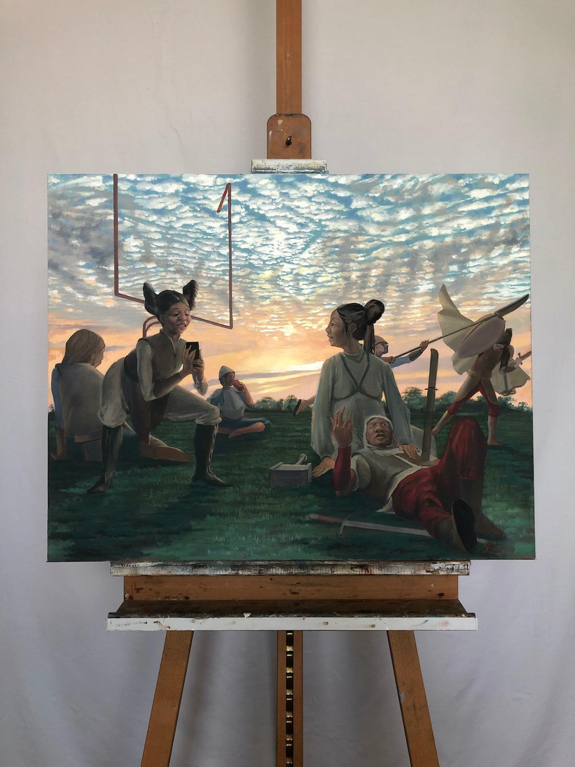 Controllo, Pittura a olio - Painting Realismo americano di Jesse Aldana