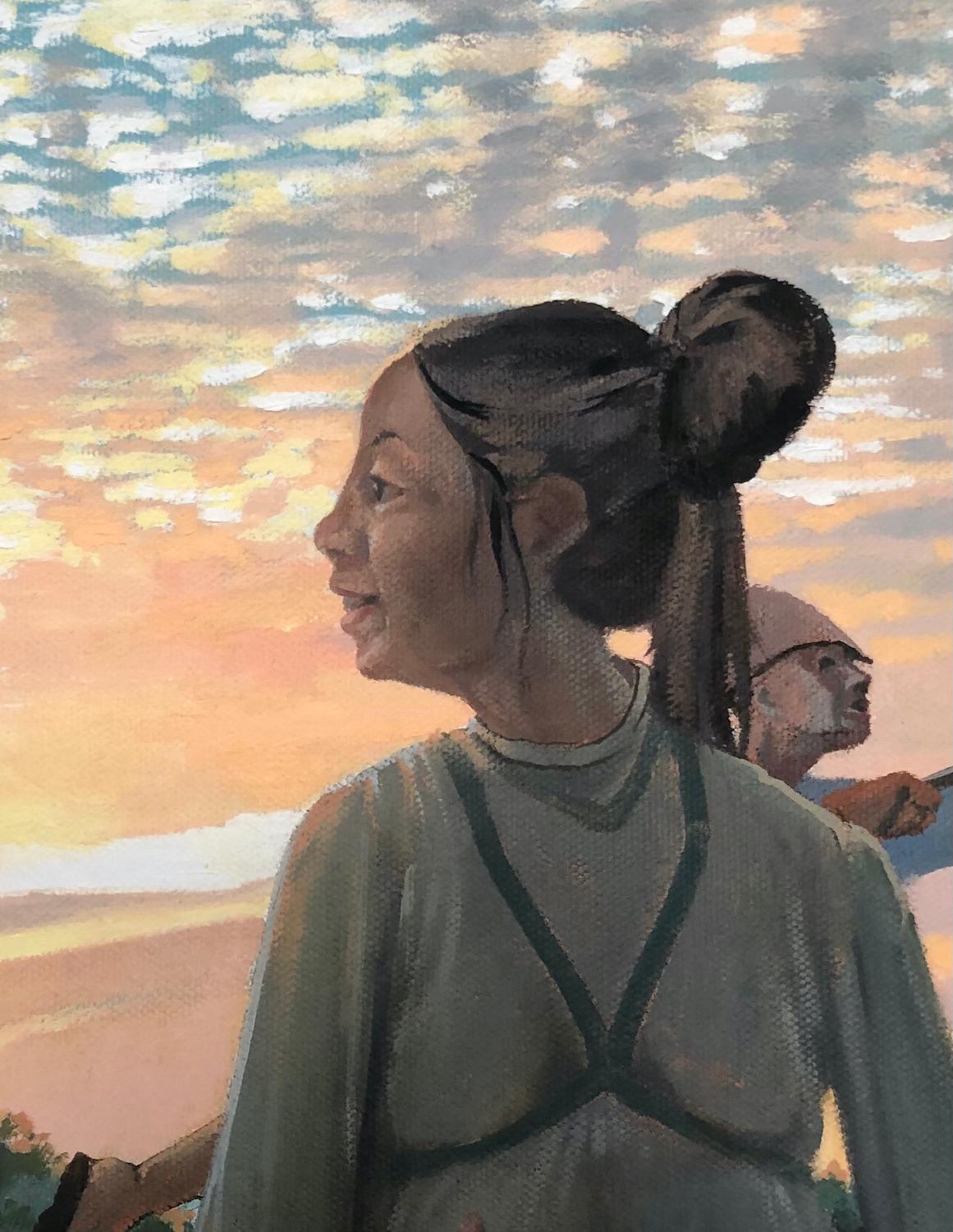 Controllo, Pittura a olio - Figurative Painting Nero di Jesse Aldana