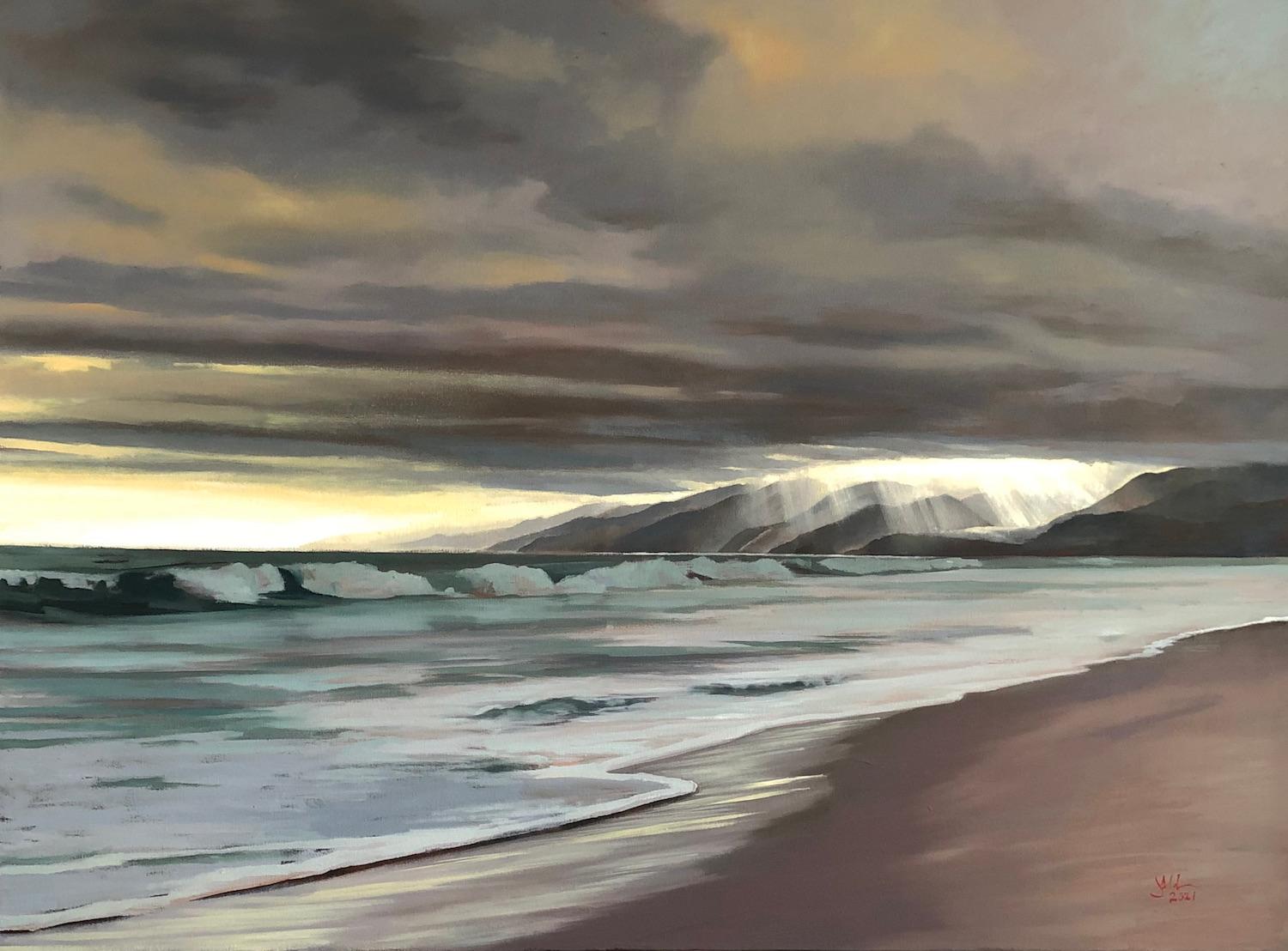 Landscape Painting Jesse Aldana - Range côtière, peinture à l'huile