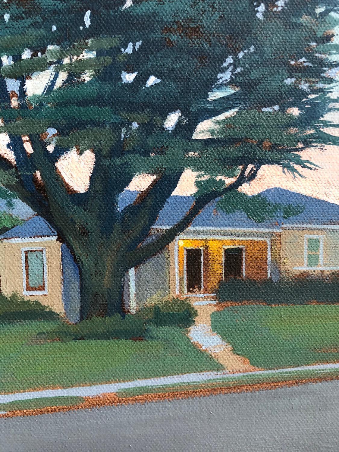<p>Artist Comments<br />An evening sky of pristine clarity unfolds across the canvas while the low horizon is dominated by a massive old tree and a warm light on the porch of a little house, beckoning its owners home.</p><br /><p>About the Artist<br