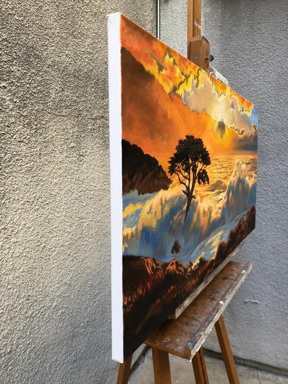 Offshore Weather, Oil Painting - Brown Landscape Painting by Jesse Aldana