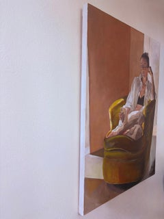 Reading In the Gold Chair 2.0, Oil Painting