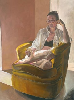 Reading In the Gold Chair 2.0, Oil Painting
