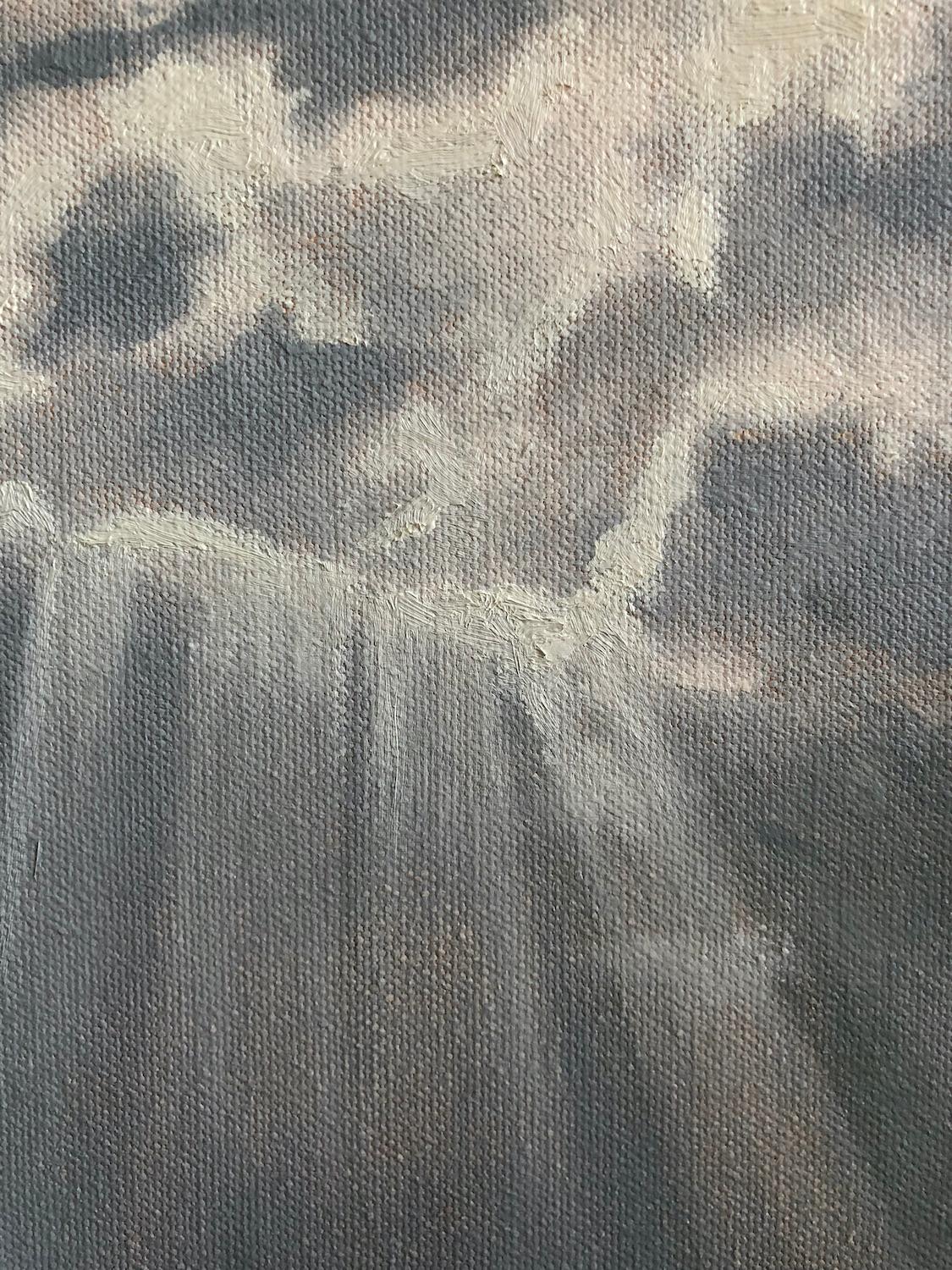 Marea crescente, Pittura a olio - Landscape Painting Grigio di Jesse Aldana