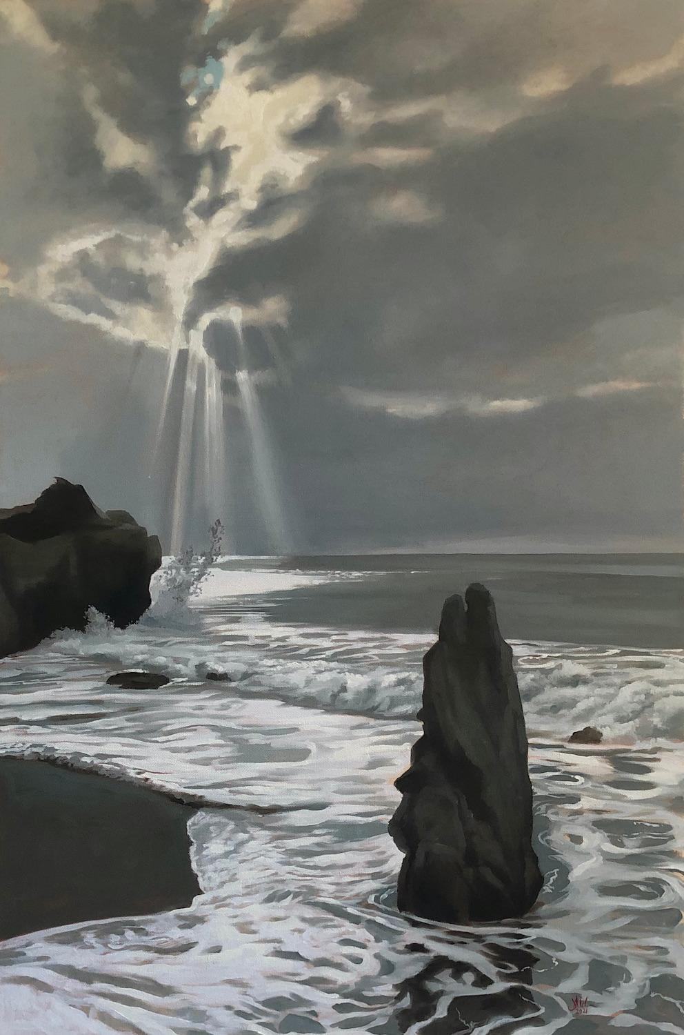 Jesse Aldana Landscape Painting - Sea Foam, Oil Painting
