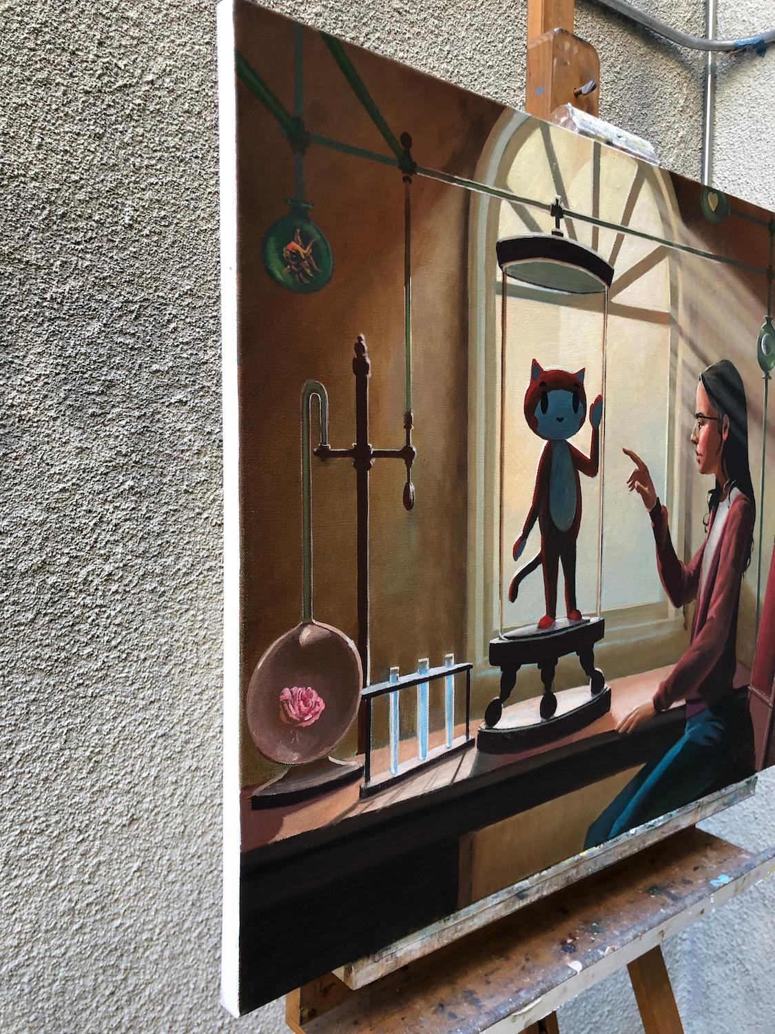 The Alchemist, Oil Painting - Black Animal Painting by Jesse Aldana