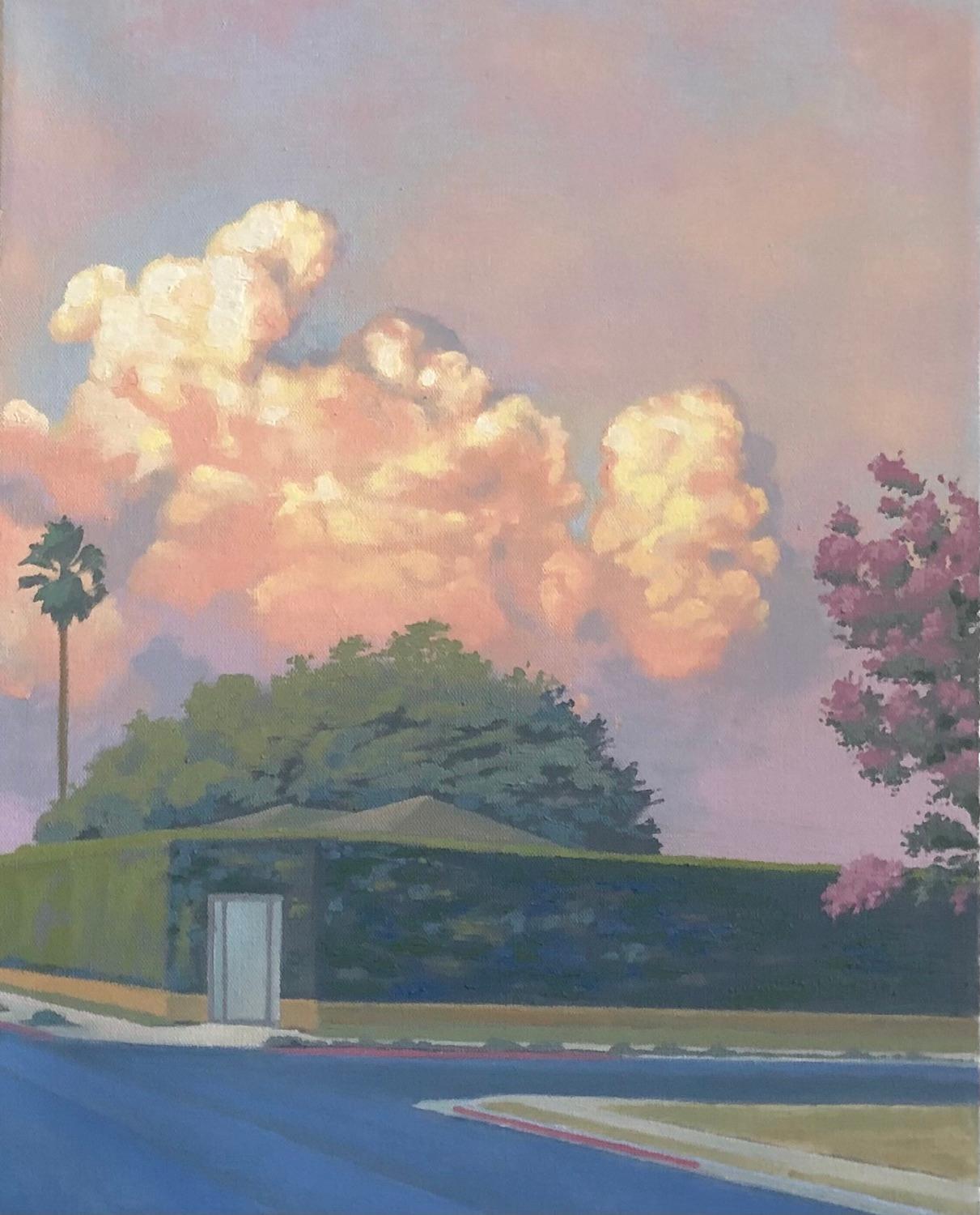 Jesse Aldana Landscape Painting - The Hedge, Oil Painting