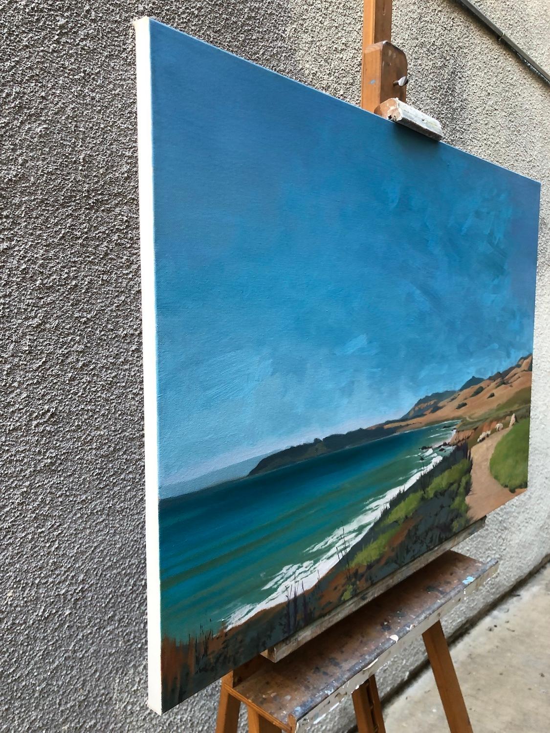 The Rookery, Oil Painting - Blue Landscape Painting by Jesse Aldana