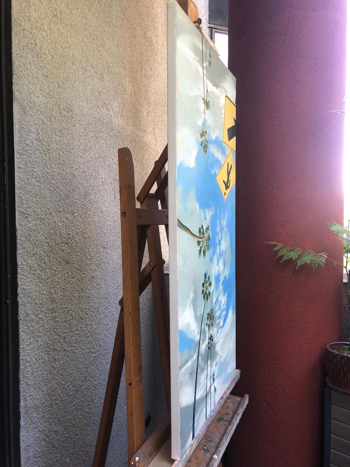 Marche, peinture à l'huile - Painting de Jesse Aldana