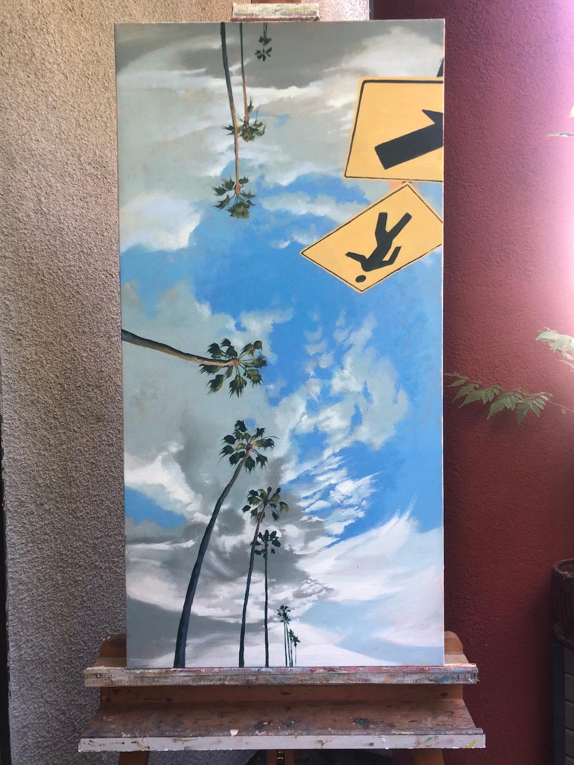 Marche, peinture à l'huile - Réalisme Painting par Jesse Aldana