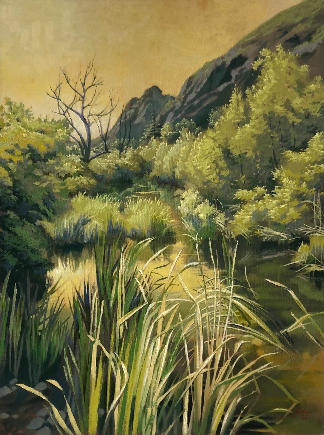 Willows Winding on a Creek, Oil Painting - Art by Jesse Aldana