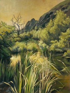 Willows Winding on a Creek, Oil Painting