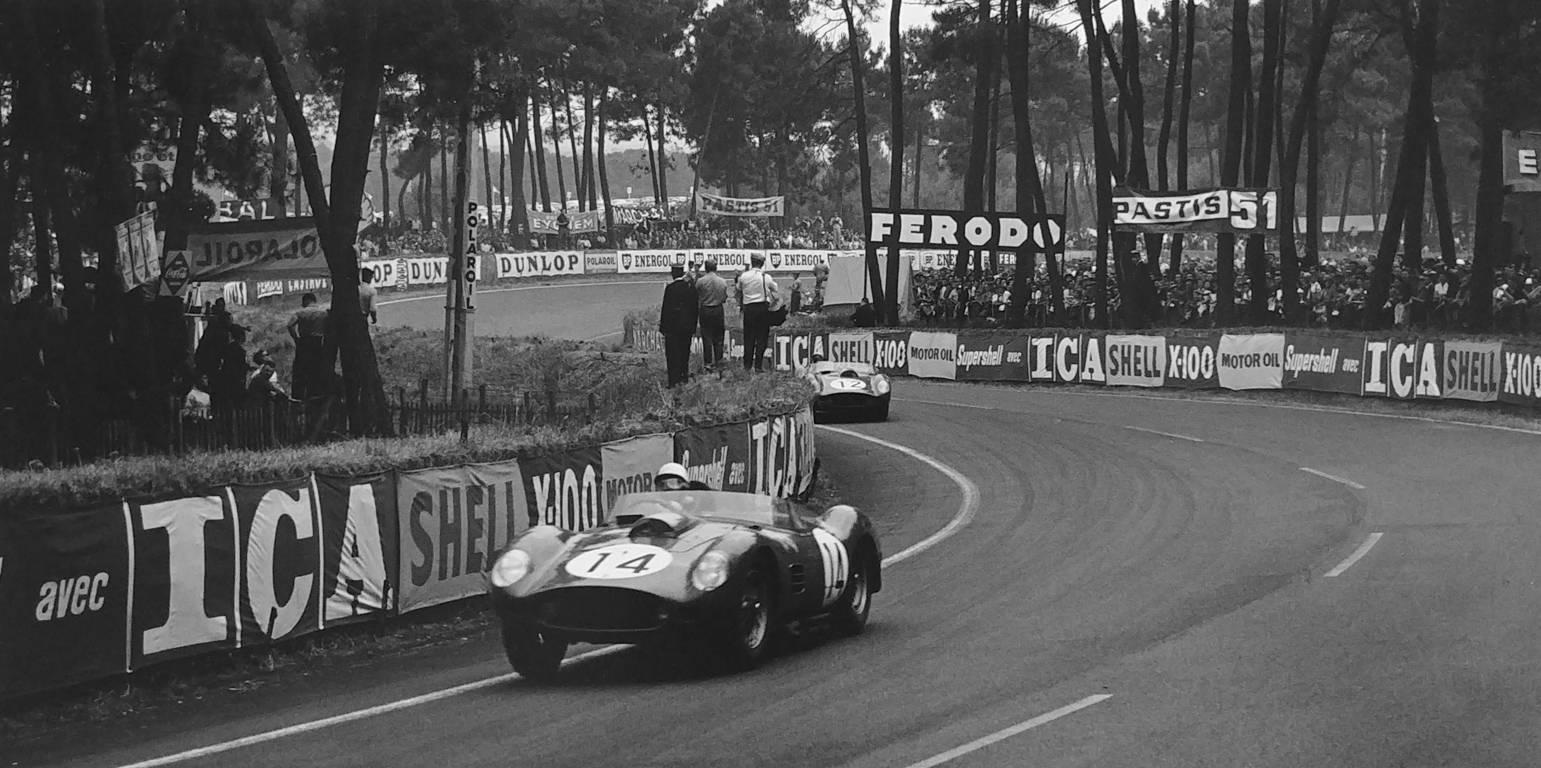 Jesse Alexander Black and White Photograph - Phil Hill, Ferrari, Le Mans, 24 HRS