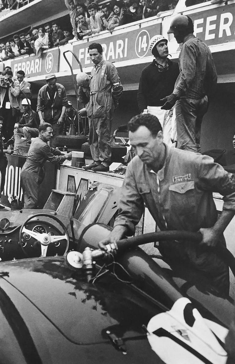Jesse Alexander Black and White Photograph - Refueling, Le Mans, 24 Hours