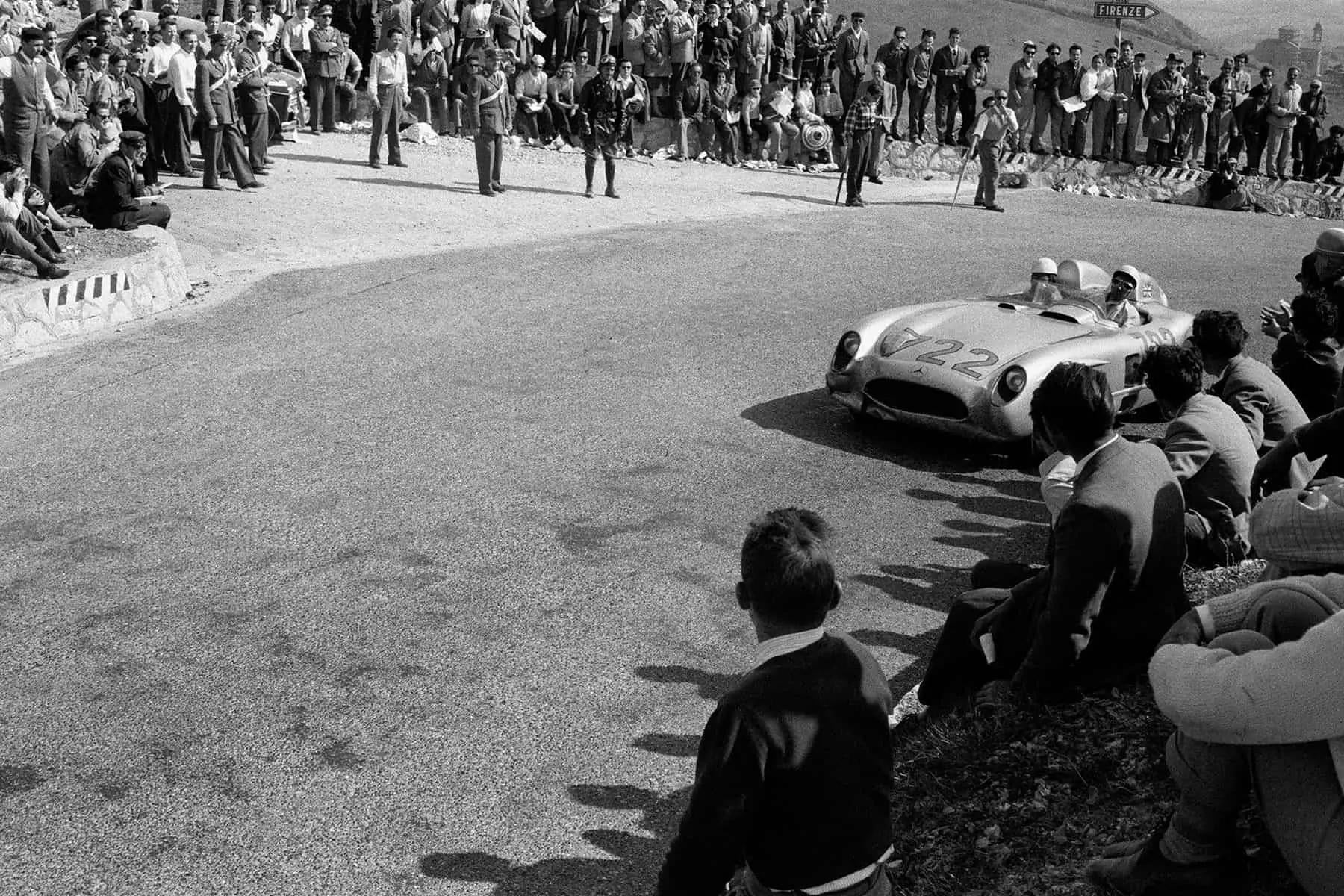 Stirling Moss und Denis Jenkinson, Mercedes 300 SLR Mille Miglia, Italien