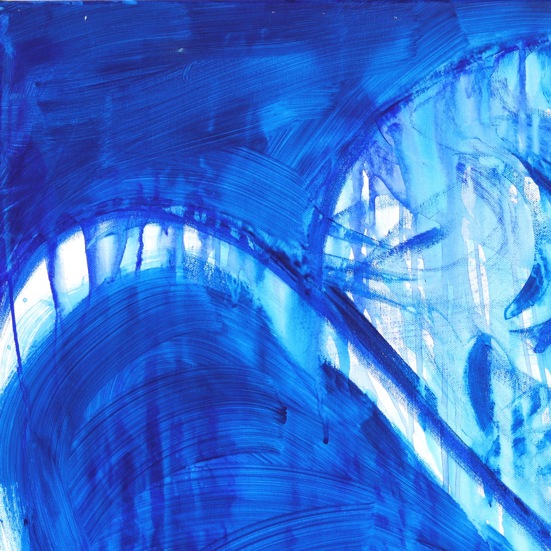 Blue Cowgirl - Abstract Figurative Pinup Western Inspired Painting on Canvas For Sale 1