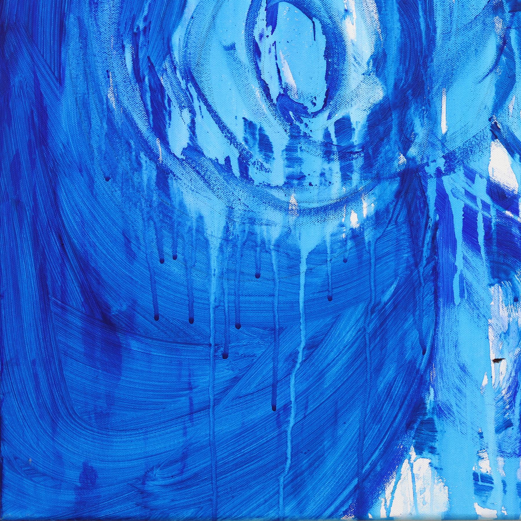 Blue Cowgirl - Abstract Figurative Pinup Western Inspired Painting on Canvas For Sale 5