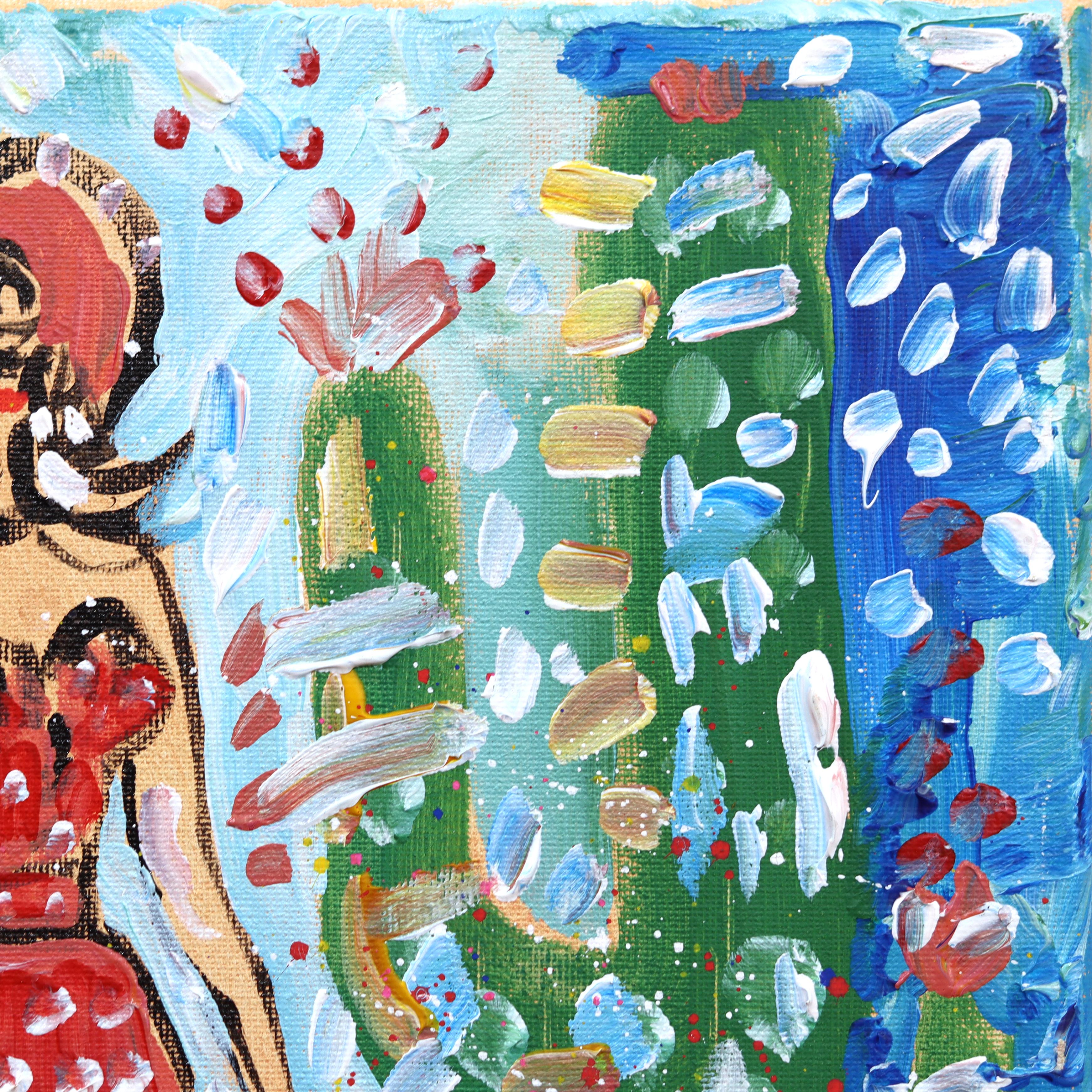 Desert Dream - Abstract Color Drenched Figurative Pinup Painting on Canvas For Sale 2