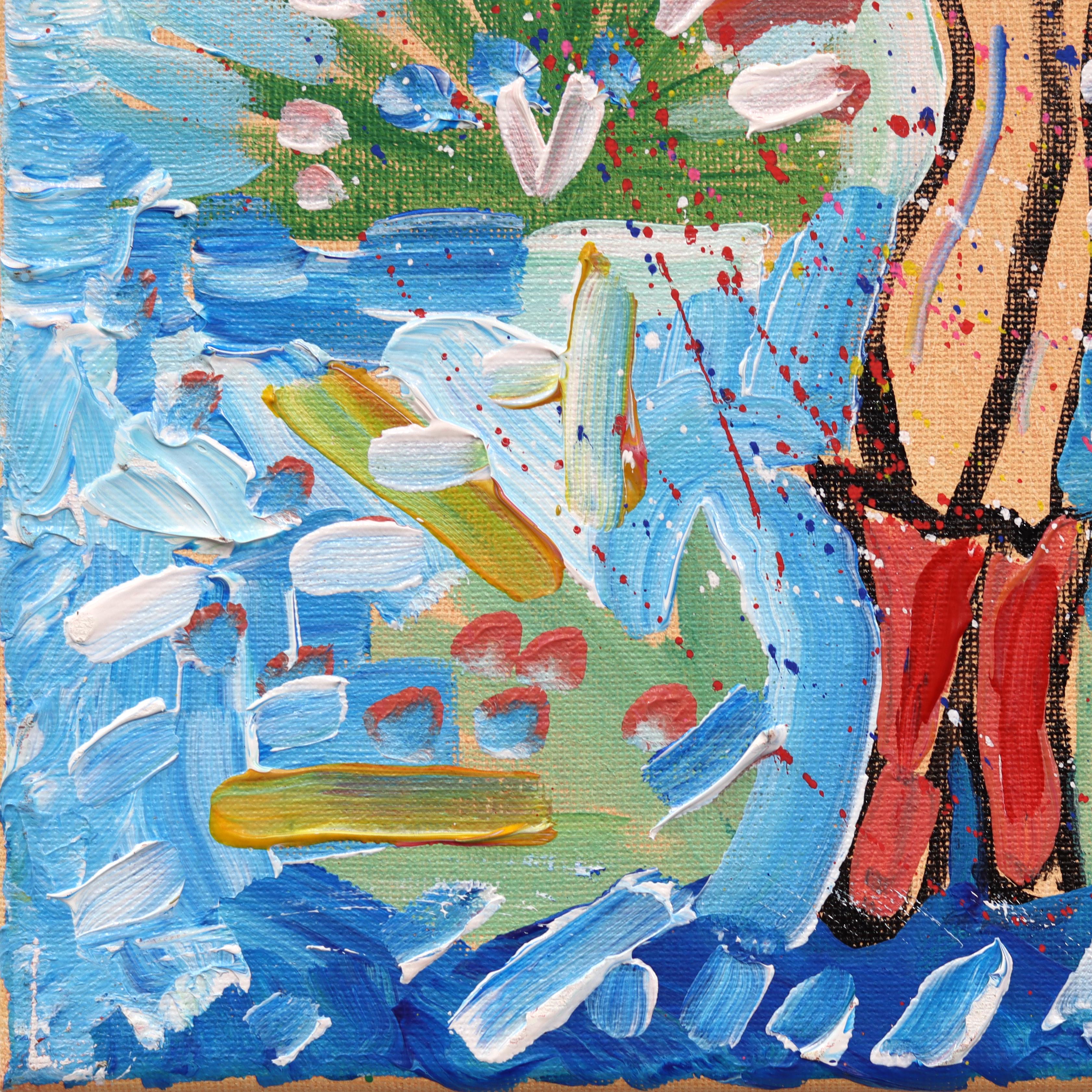 Desert Dream - Abstract Color Drenched Figurative Pinup Painting on Canvas For Sale 4