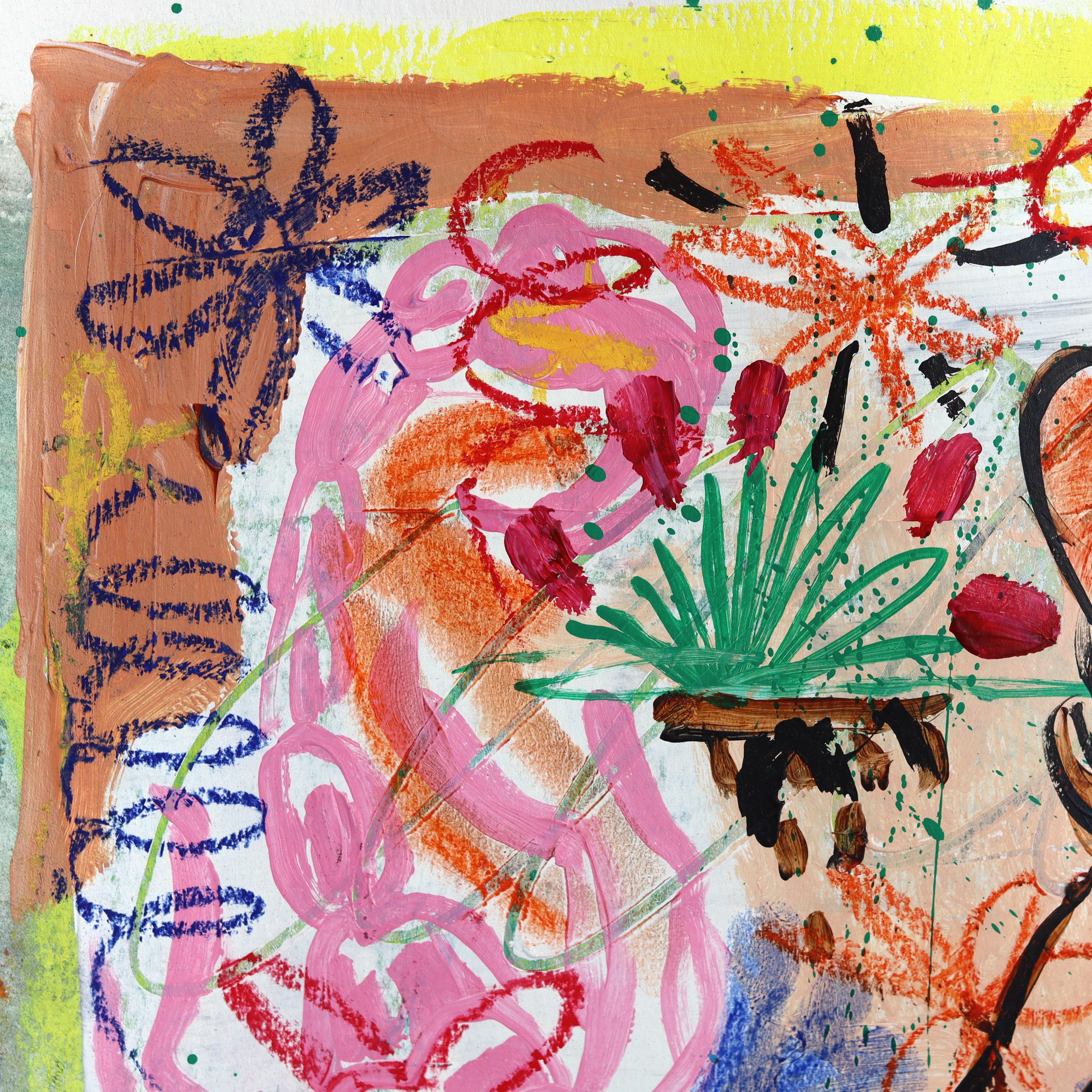 Desert Heartbreaker - Figurative Colorful Western Pinup Cowgirl Mixed Media Art - Contemporary Painting by Jesse Black