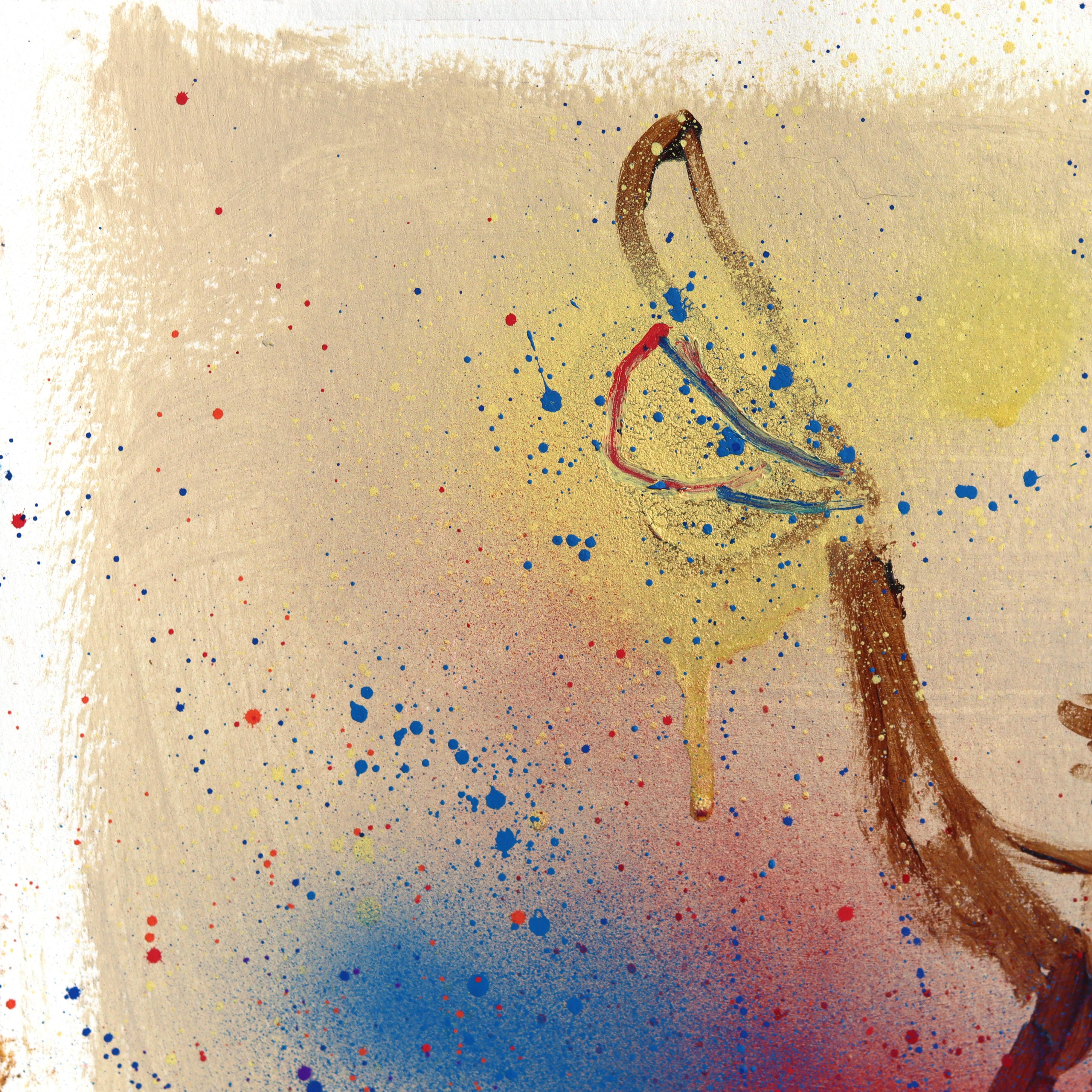 Down To Ride - Figurative Cowboy Western Inspired Mixed Media Artwork on Paper - Painting by Jesse Black